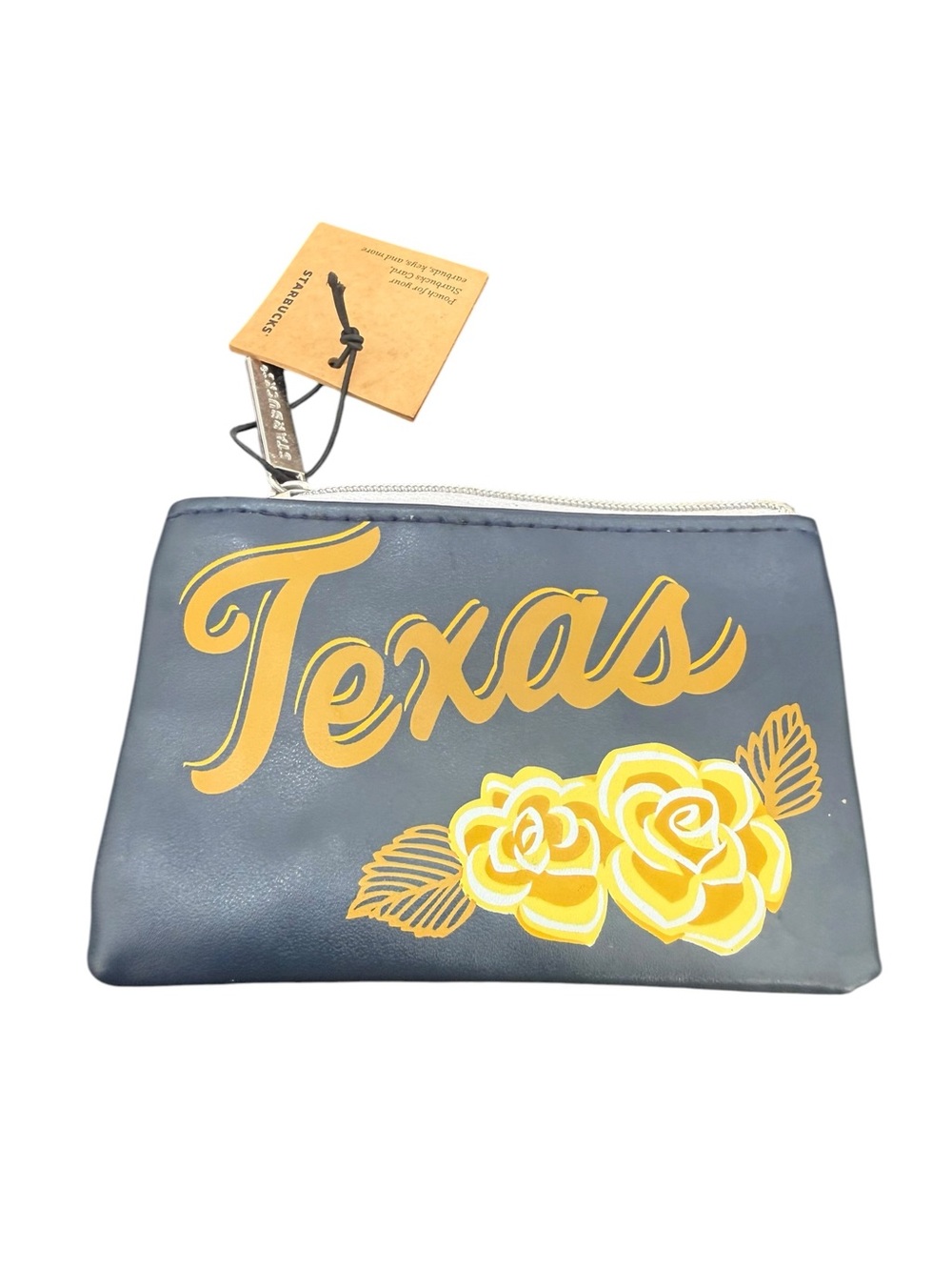Starbucks Texas Floral Zip Pouch - Navy and Yellow - Picture 2 of 5